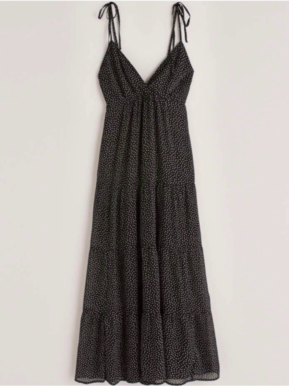 Abercrombie & Fitch Love Struck Maxi Tiered Dress Black White Polka Dot Medium M - Picture 5 of 7